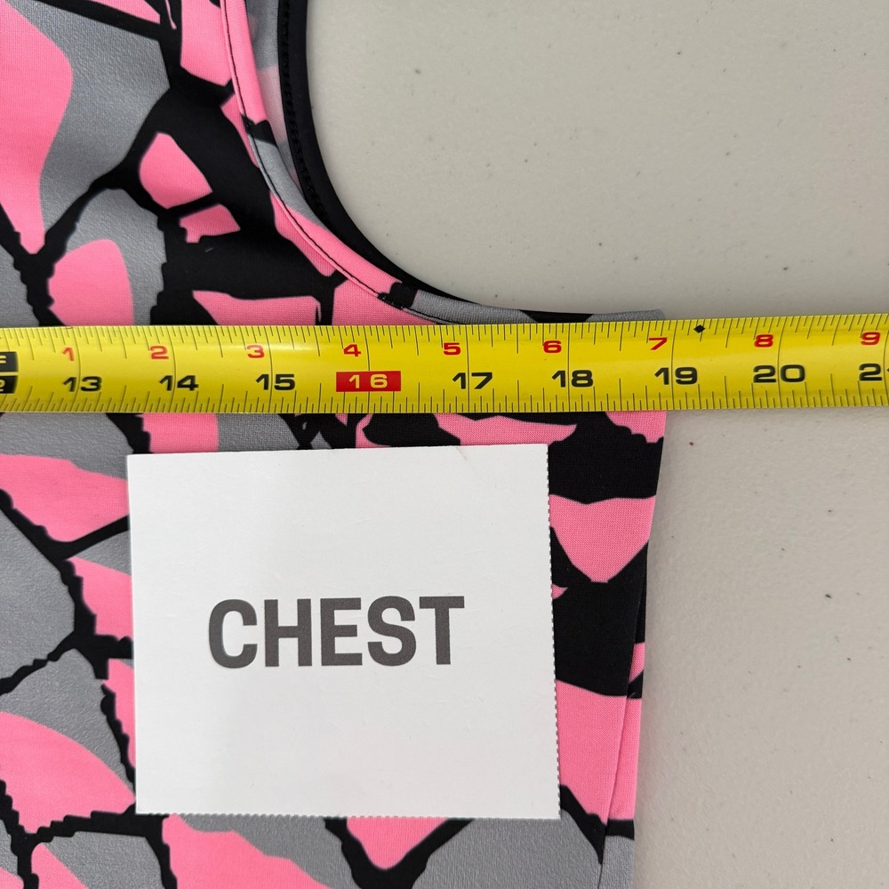 Simplicite Jamie Sadock Pink Black Geometric Mosaic Quarter Zip Sleeveless Top M - Picture 5 of 8